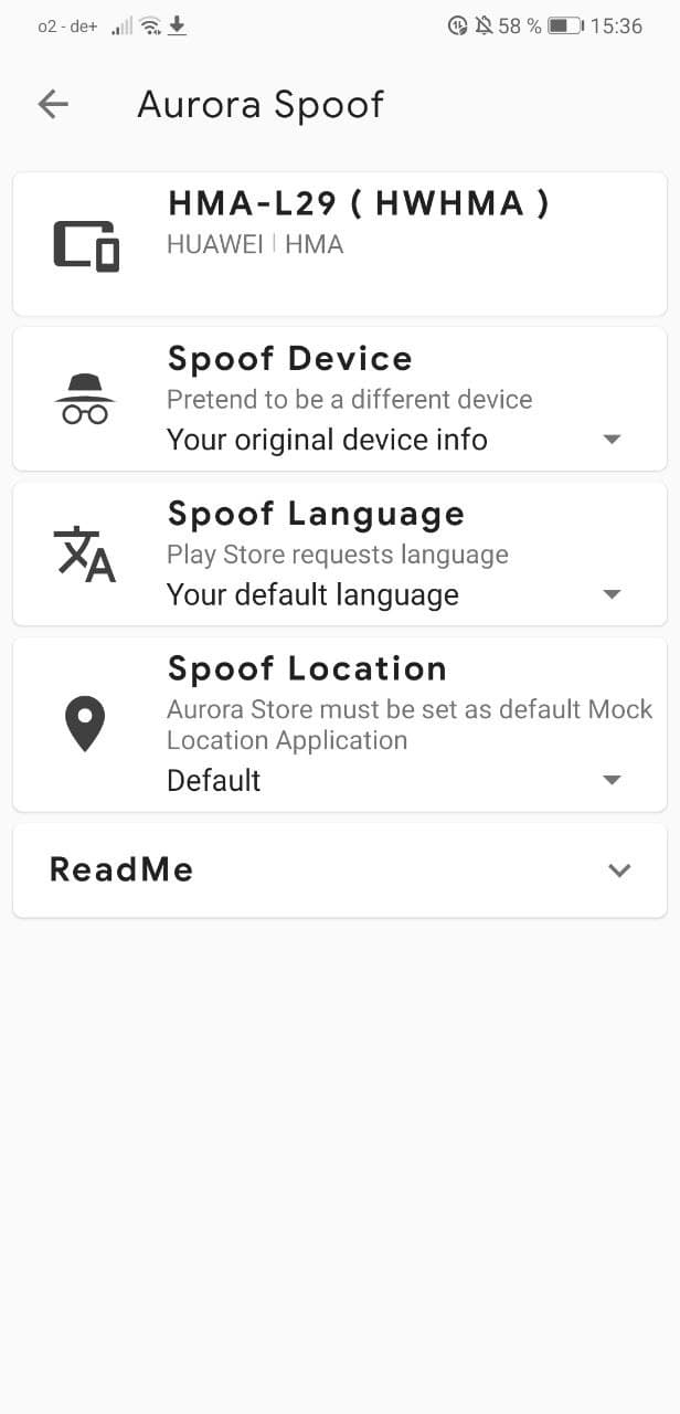 Aurora Store v2 spoofing page