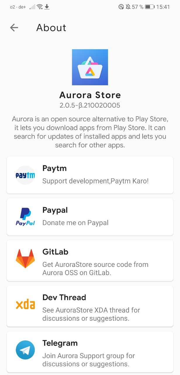 Aurora Store v2 about page